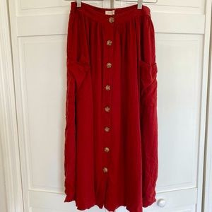 NEW -Burnt Red Midi Skirt -Urban Outfitters-Size M